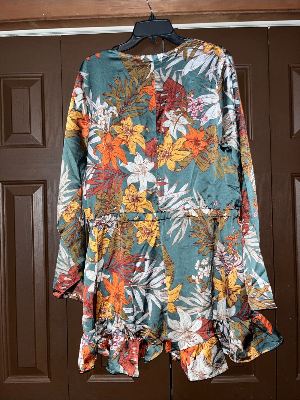 Boohoo Teal Tropical Leaf Print Romper - Picture 2 of 5